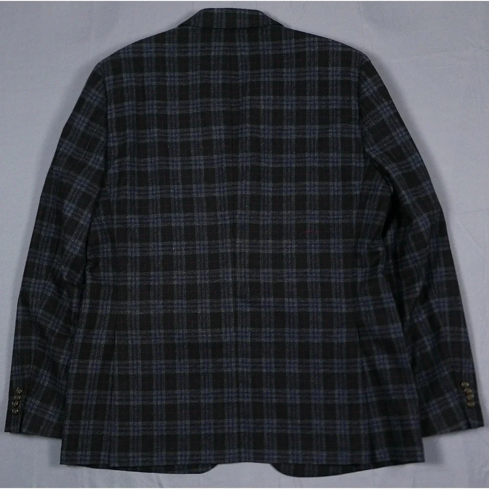 Flynt Sparrow Mens 44L Wool Plaid Check Flannel Sport Coat Vintage Car Lining